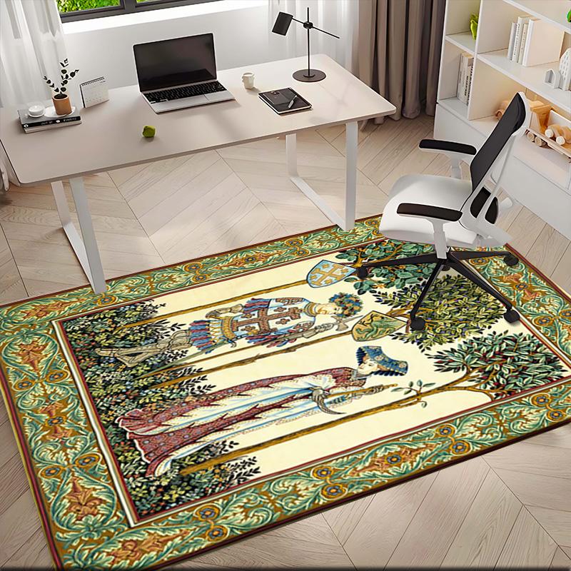 1pc Medieval Period Art Court Carpet Rug for Living Room Bedroom Home Sofa Decoration,Kids Play Non-slip Floor Mat