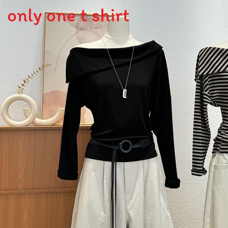 Oversized Womens T Shirt With One Shoulder Neckline And Embroidered Details For Fall 2025 Fashion