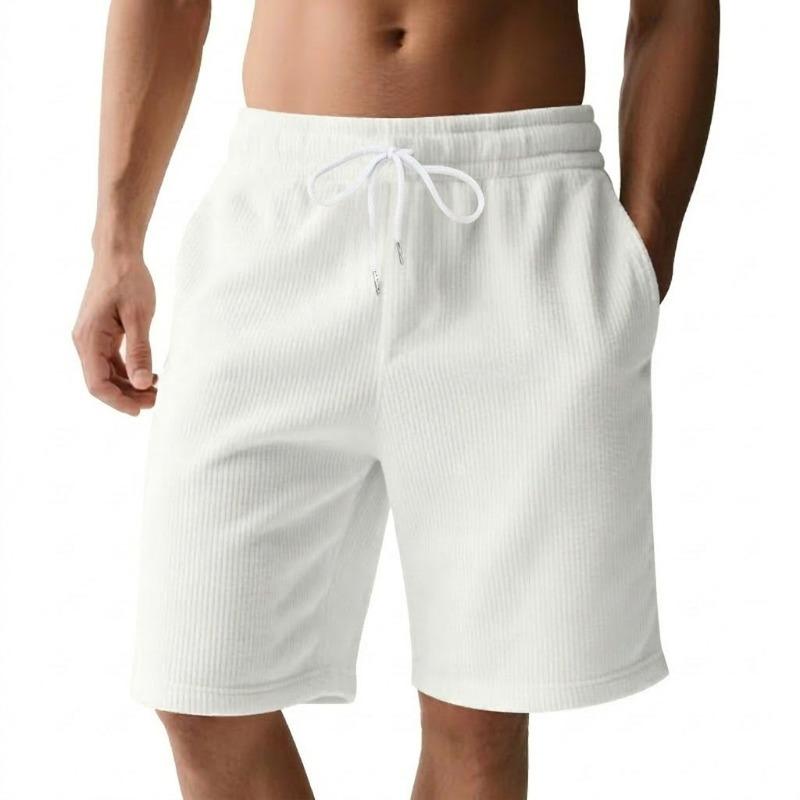 

Summer Retro Corduroy Sports Shorts Men s Simple Casual Men s Beach Shorts S білий