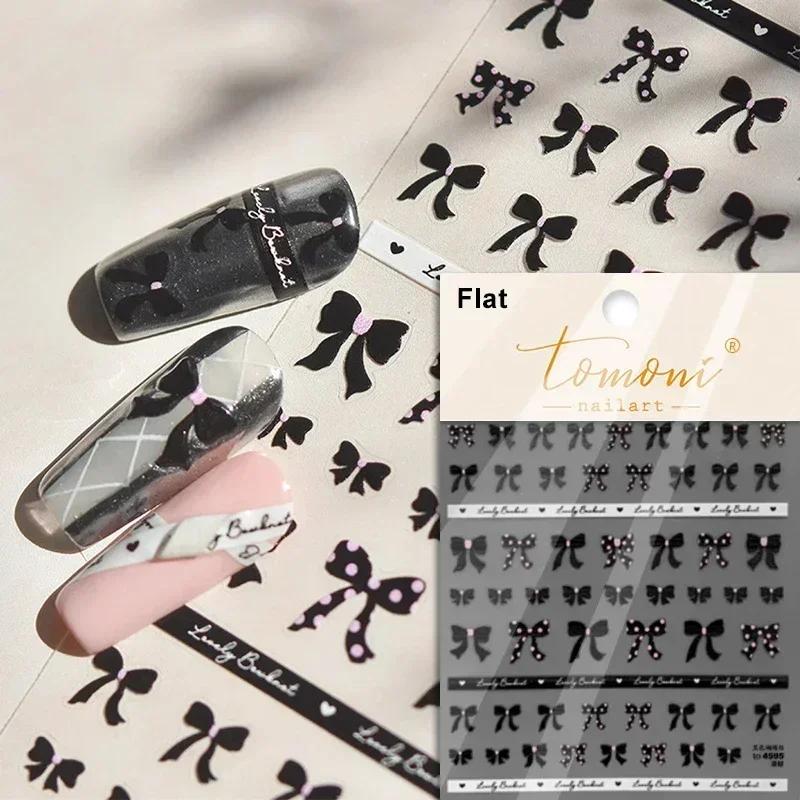 1pcs 5D Diamond White Lace Bow Nail Art Stickers Pearl Rhinestones Nail Decoration Adhesive Decals Slider DIY Accessory