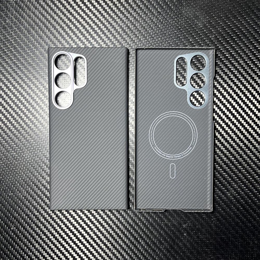 For Magnetic Magsafe Charger For Samsung Galaxy S25 S24 S23 Ultra Carbon Fiber Case Shockproof Thin S23 /S24 Ultra Carbon Cover