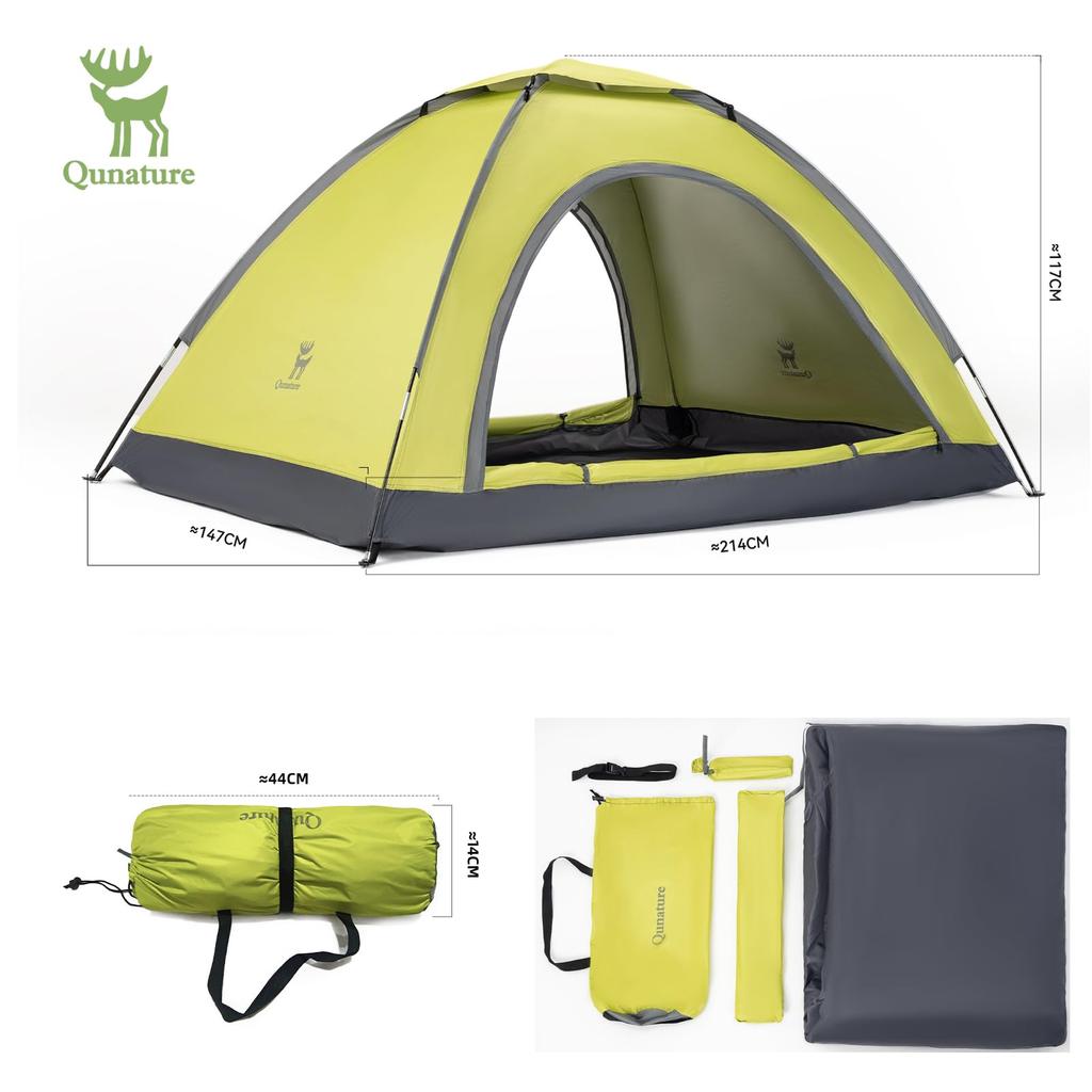 Qunature Touring Dome Tent UV Easy Suitable for Cherry Blossom and Other Outdoor Activities Includes Storage Bag 2-Person - Waterproof, Protection,
