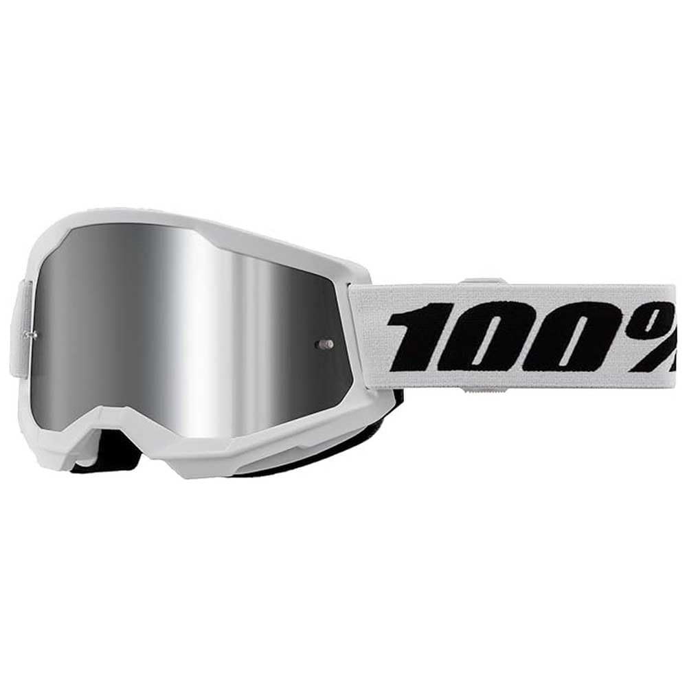 100% Strata 2 Off-Road Goggles (White - Mirror Silver Lens)