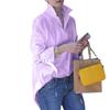 Women Casual Long Sleeve Turn Down Collar Loose Button Blouse Shirts