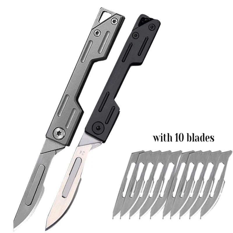 Stainless Steel Folding Pocket Knife Multifunctional Fruit Knife Quick Open Scalpel Knife Utility Knife Kitchen Knife Supplies