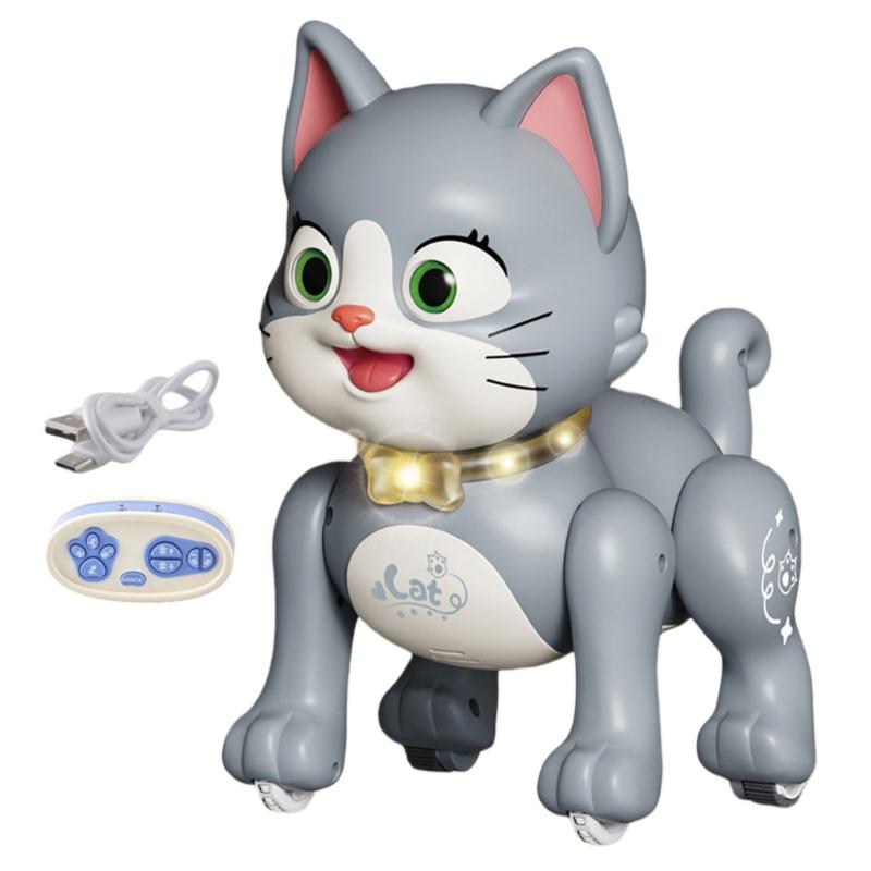 

Remote Control Robot Dog Toy Walking Animal with Music and Light Cute Music Animal Toy Toddlers Crawling Learning Toy сірий колір