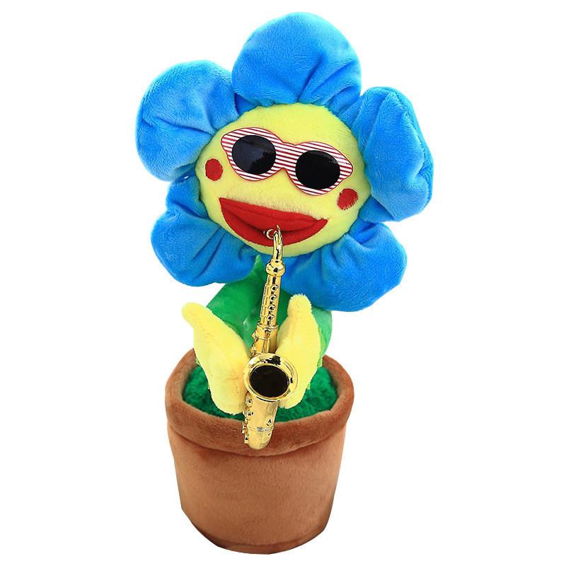Saxophone Sunflower Plush Toy With Singing And Dancing Functions For Kids Gift