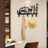 1 PC 5-Hook Rustic Deer-Shaped Metal Wall Storage Rack - Powder-Coated, Perfect For Entryway,