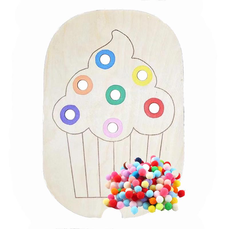 Children'S Sensory Tray Table Color Hairball Game Wooden Tile Montessori Early Education Toys Kids Toys Educational Accessories