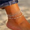 5 Pcs/Set Unisex Silver Plated Stainless Steel Anklets Summer Beach Bracelet Jewelry Accessory for Valentine's Day Gift