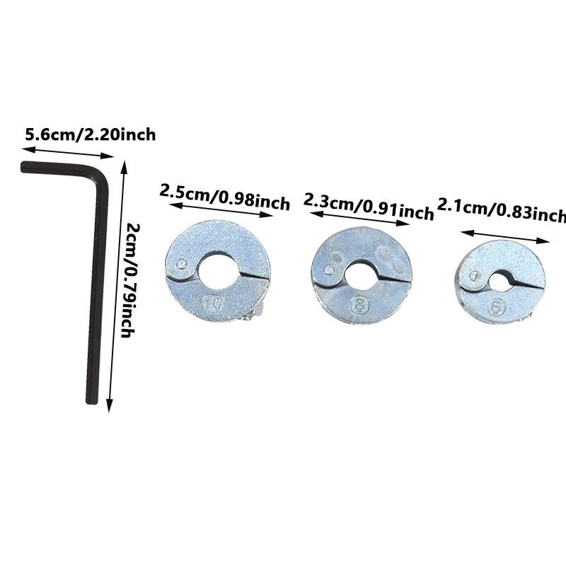 3PCS 6mm 8mm 10mm Drill Bit Stopper Collars Zinc Alloy Drilling Depth Stop Rings with Hex Wrench Open Type For Drill Bit