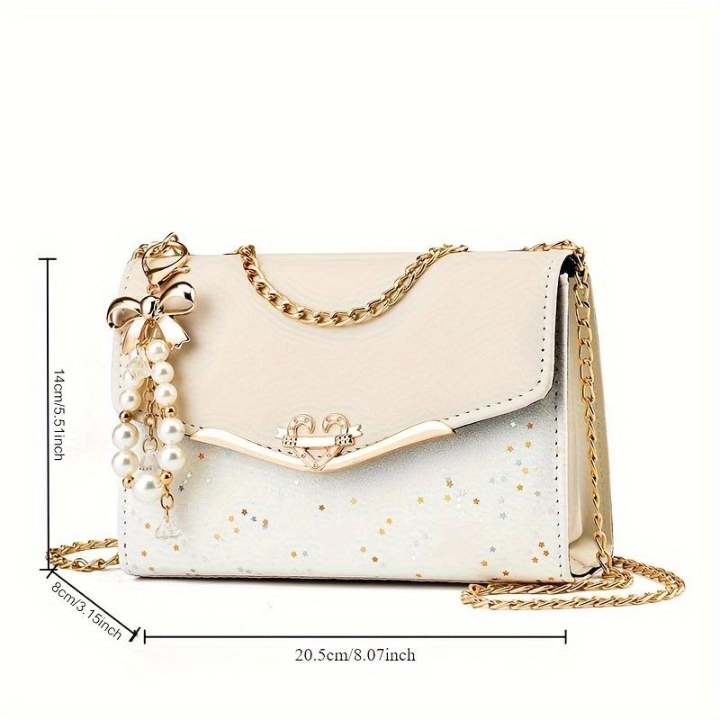 Festive Mini Shoulder Bag with Sparkling Details - PU Material, Lightweight, Adjustable Strap, and Magnetic Closure