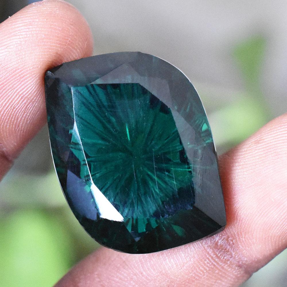 Lab-Created Green Emerald Loose Gemstone 29x22mm Fancy Shape for Jewelry Making and Gem Collections