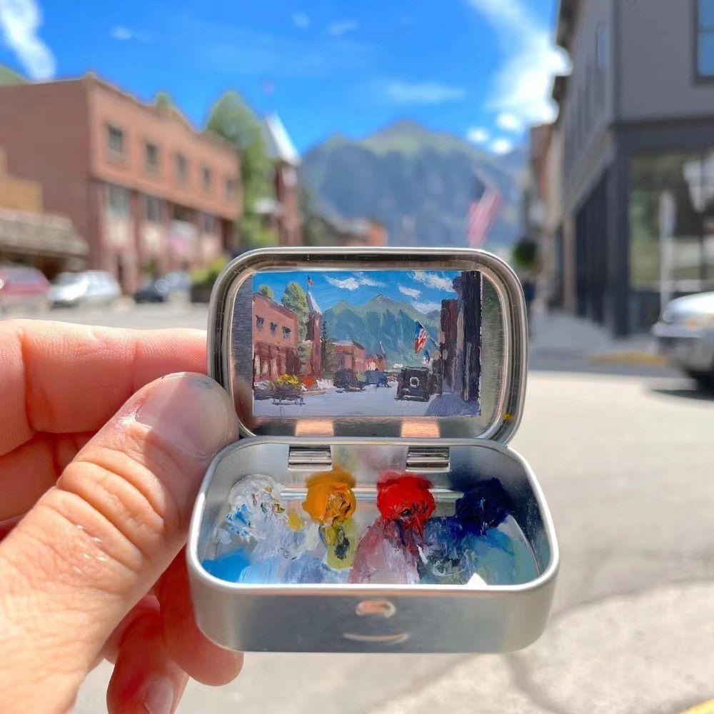 2Pcs Mini Watercolor Iron Box Empty Paint Pigment Box Children's Gift Travel Painting Tray  Outdoor