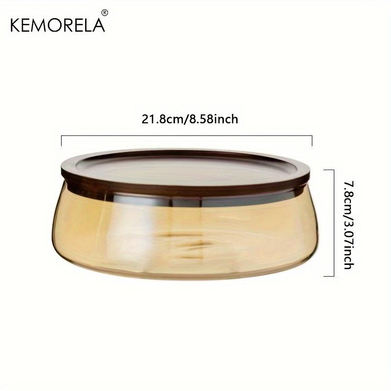 KEMORELA 1PCS Glass Food Storage Containers with Wooden Lid Kitchen Snack Fruit Candy Nut Sundries Storage Organizer for Kitchen