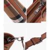 Vertical Square Bag Women Canvas Plaid Leather Handbag Shoulder Crossbody Bag Casual Commuter Tote Dark Brown