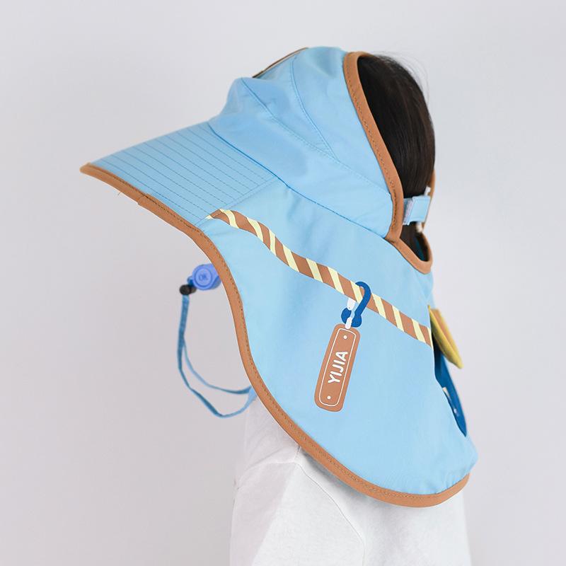 Spring and Summer Children's Face Covering Breathable Sun Hat Cartoon Large brimmed Shawl Hat Travel Neck Protection Thin Sun Hat Boys and Girls
