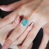 Hui Zhi Yi S925 Silver Ring with Diamonds and Green Ice Flower - Lavish Rich Woman Style