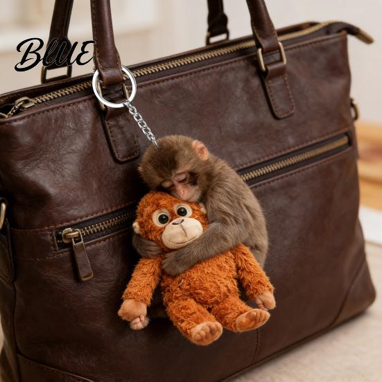Handmade Monkey Keyring Keychain 2D Acrylic Cute Holding Plush Toy Accessory Hanging Pendant for Backpack Purse Car Keys Aceessory Everyday Use