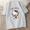Cartoon Fashion Lovely Hello Kitty Print Women Ladies Girls T-Shirt Cartoon Harajuku O Neck Short Sleeve Unisex Summer Tops