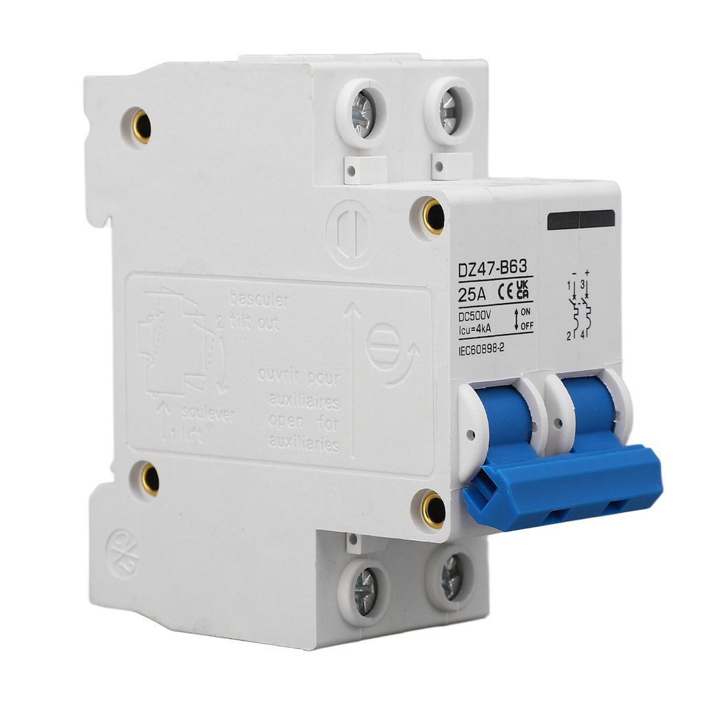 2P DC Miniature Circuit Breaker B Type 25A DIN Rail Circuit Breaker for Solar Photovoltaic System