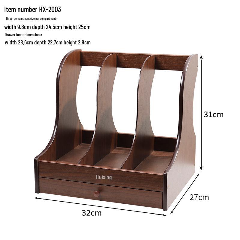 Wooden Desktop File Holder & Vertical Book Stand Organizer