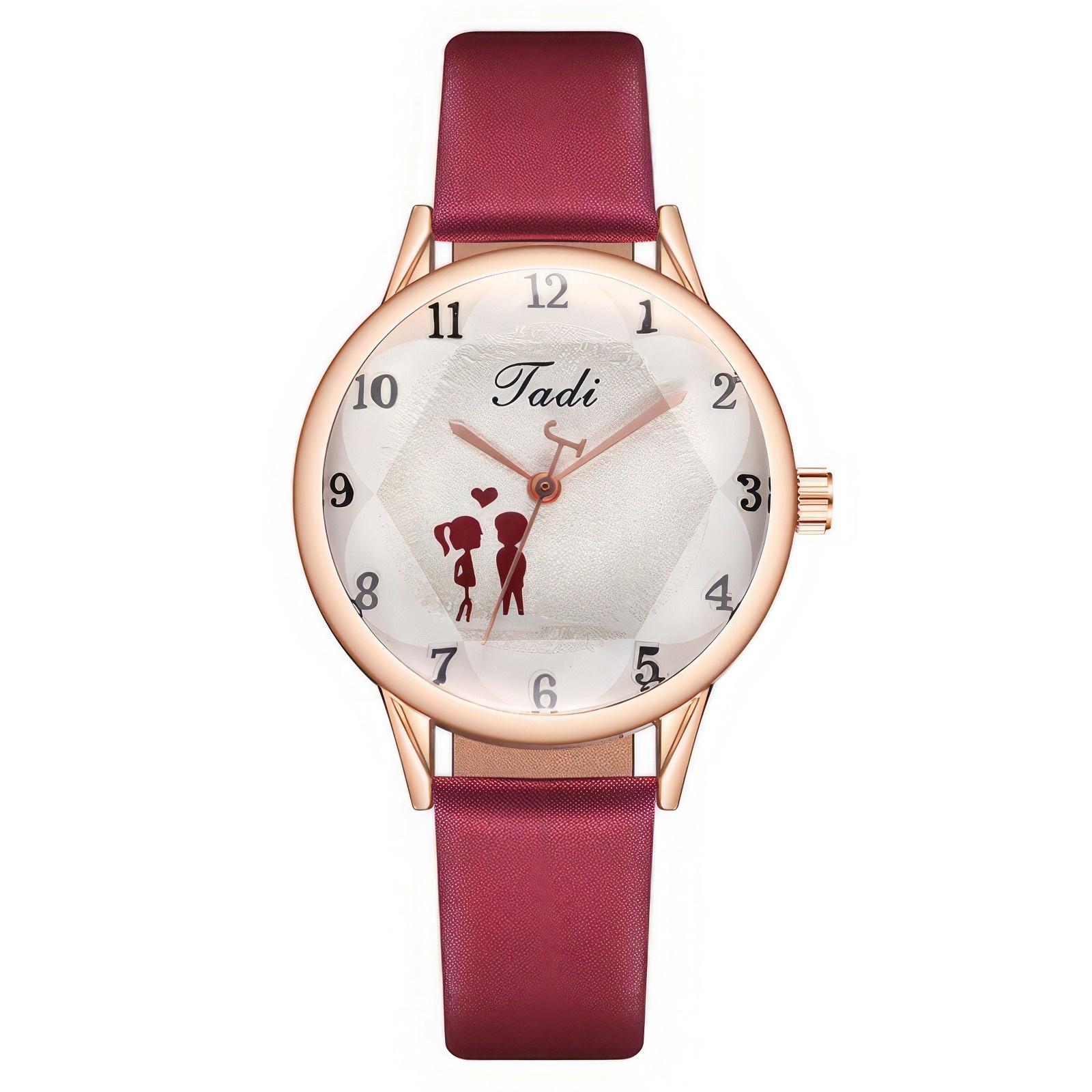 

Women Fashion Leather Watch One Size червоний