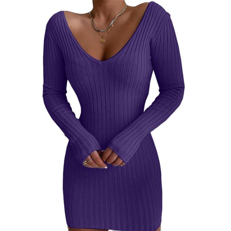 Above Knee Knitted Sweater Dress Casual 
