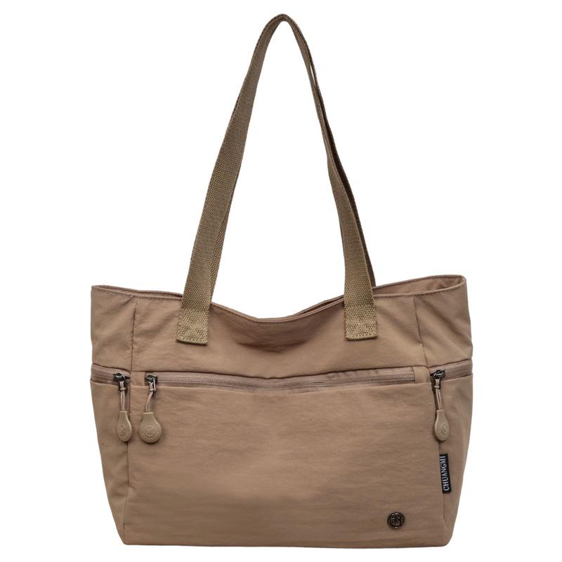 Cross-border Multi-compartment Commuter Tote - Large Capacity Solid Color Shoulder Bag for Outdoor Travel