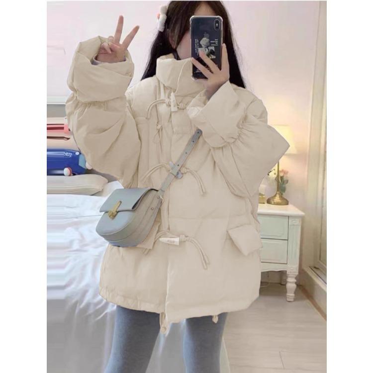 

Женское зимнее пальто с роговой пряжкой и хлопковой курткой-накидкой XL бежевый