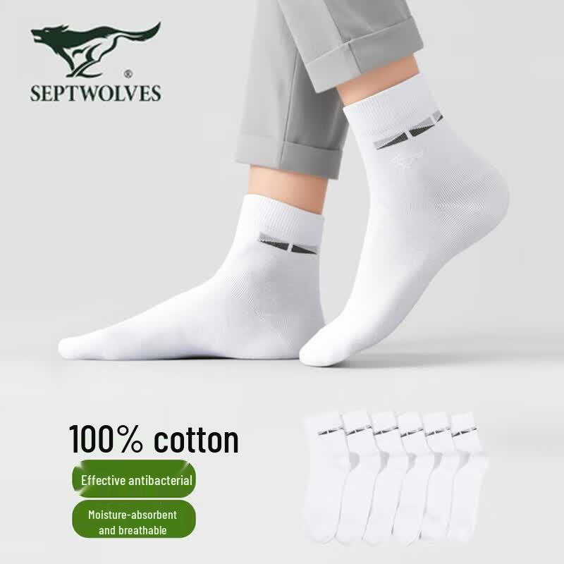 Septwolves Men s Antibacterial Cotton Mid-Calf Socks One Size