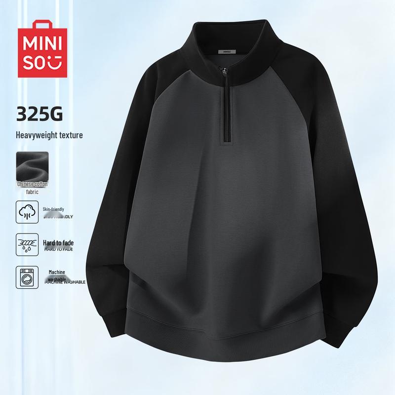 MINISO Men s Japanese Style Colorblock Half-Zip Sweatshirt L