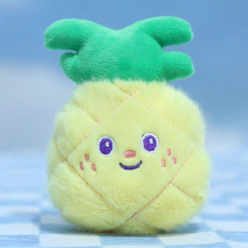 Adorable Cartoon Style Mini Fruit And Vegetable Plush Doll Keychain For Kids