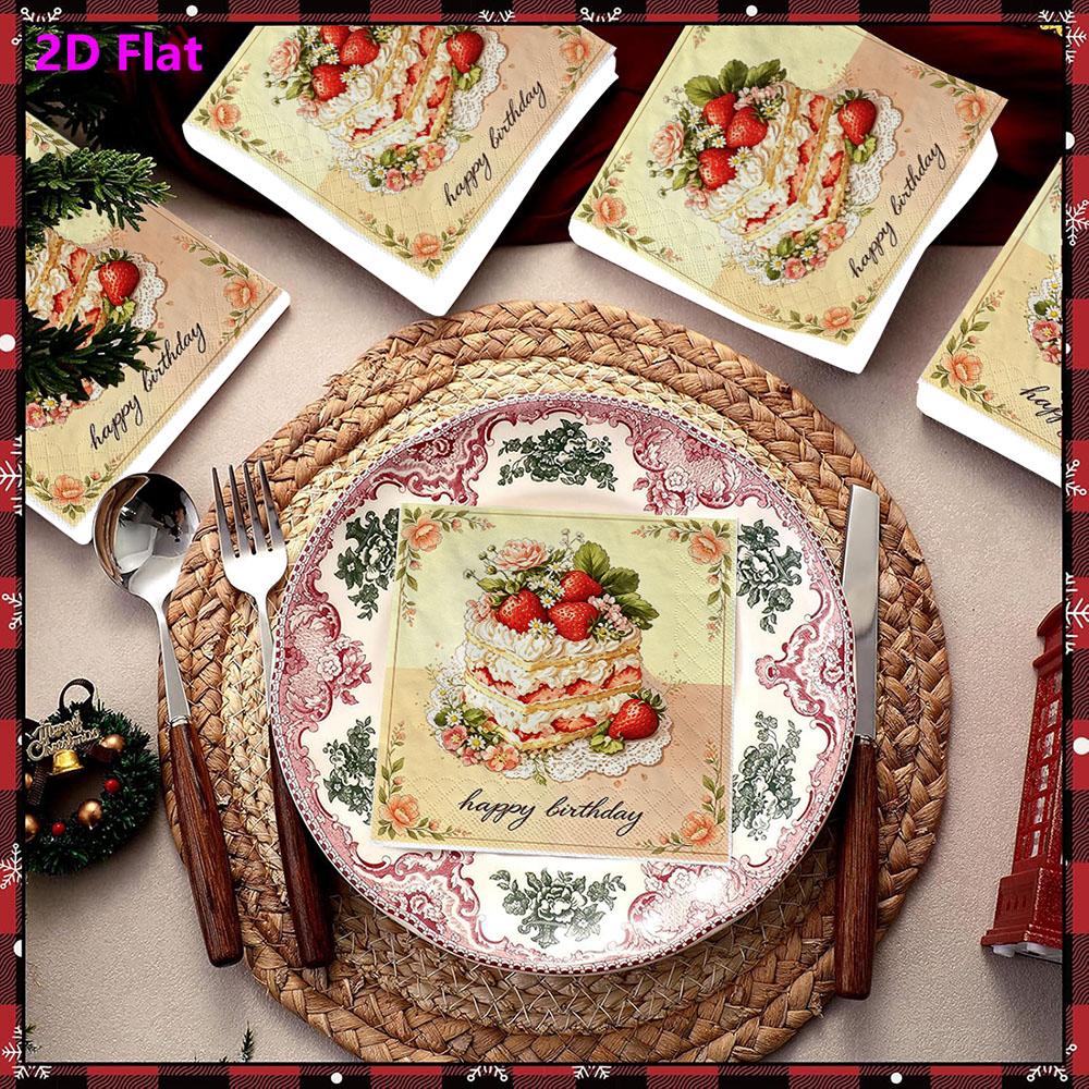 20pcs Disposable Napkins with Cake Pattern Print for Wedding,Parties,and Daily Use for Thanksgiving Fall Christmas Table Decoration