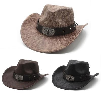 Western Style Cowboyhut mit Hutband Cowboy Aufgeschlagener Rand Abschlussball Partyzubehör