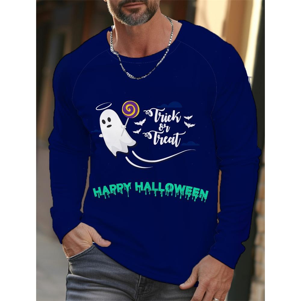 Pánské tričko s dlouhým rukávem s 3D potiskem dýně na Halloween, podzimní a zimní, pánská streetwearová móda, kulatý výstřih, dlouhý rukáv