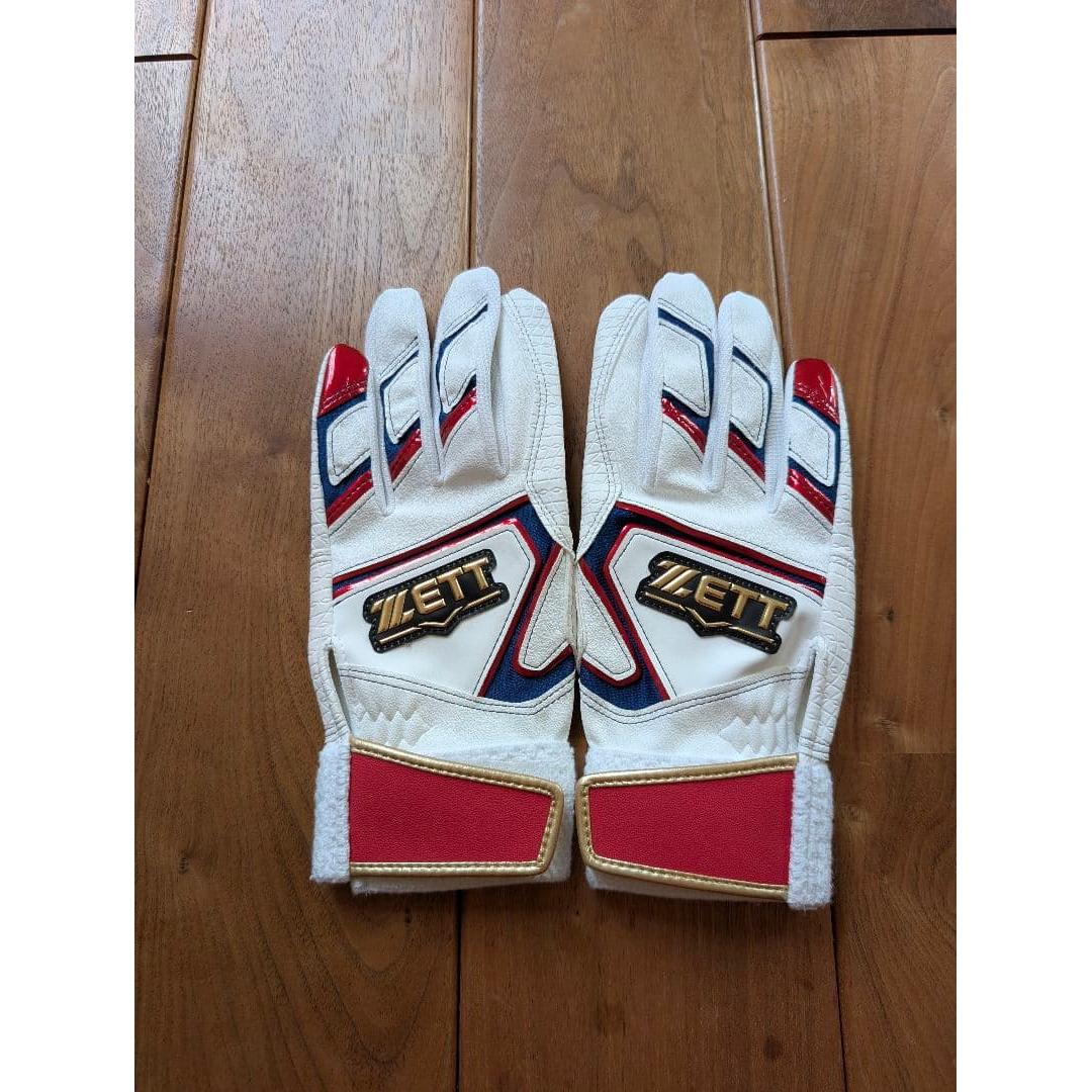 Used ZETT batting gloves for both hands white red