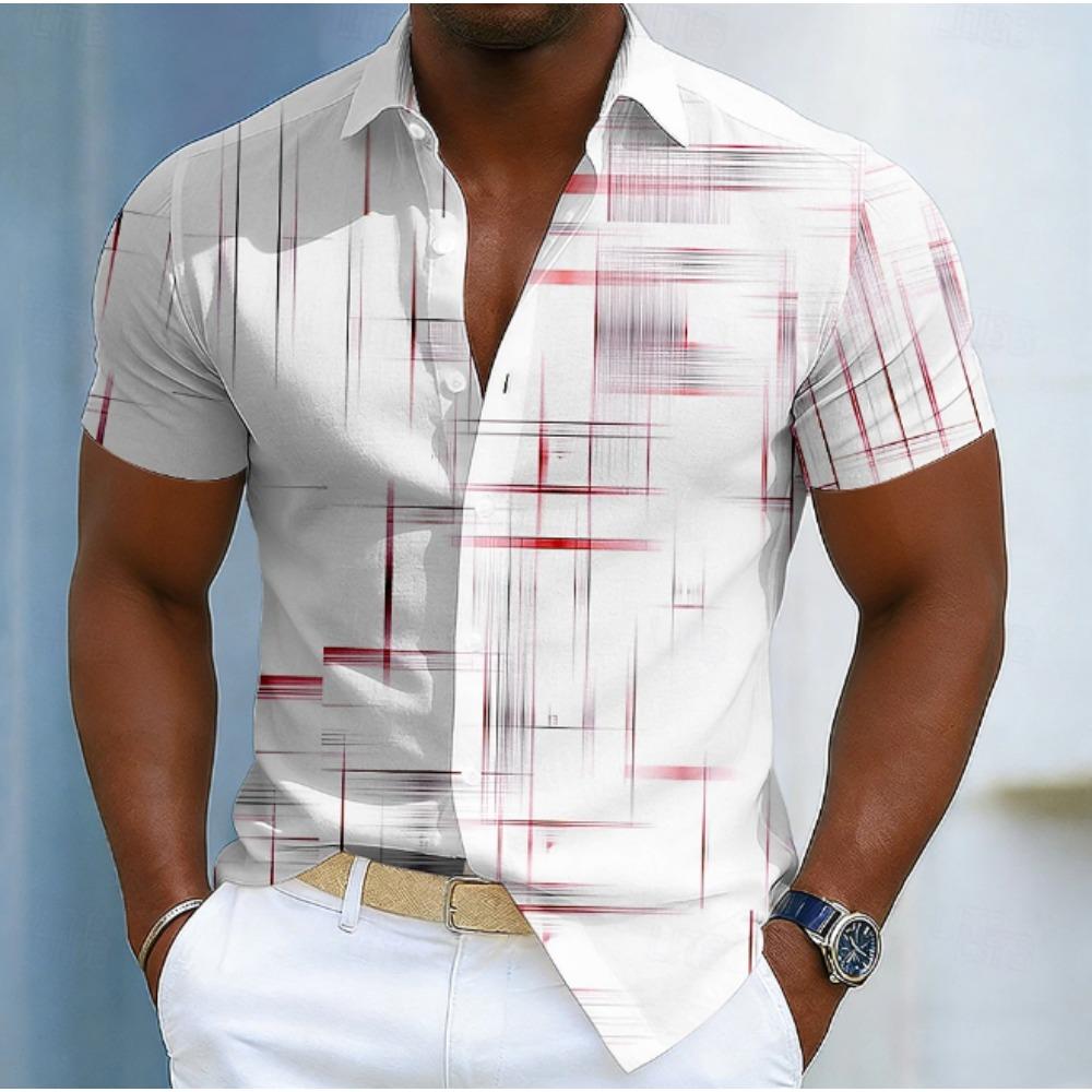 Men's Simple Pattern  3D Print Shirt Button Up Shirt Casual Shirt Summer Shirt Short Sleeve Daily Vacation Clothing