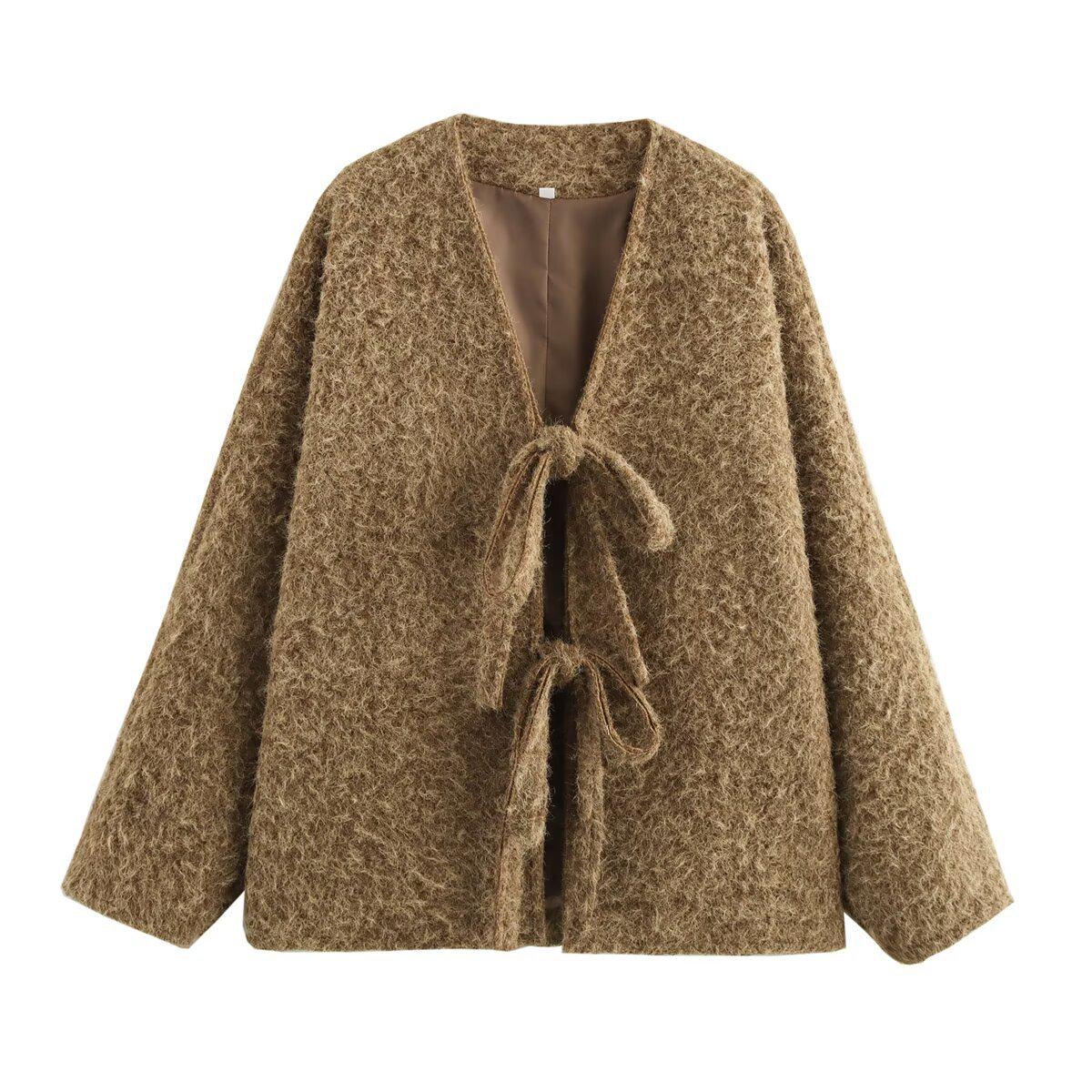 

Women s Autumn/Winter 2024 Lace-Up Wool Coat - Four Colors Available (Style 8787) Medium хакі