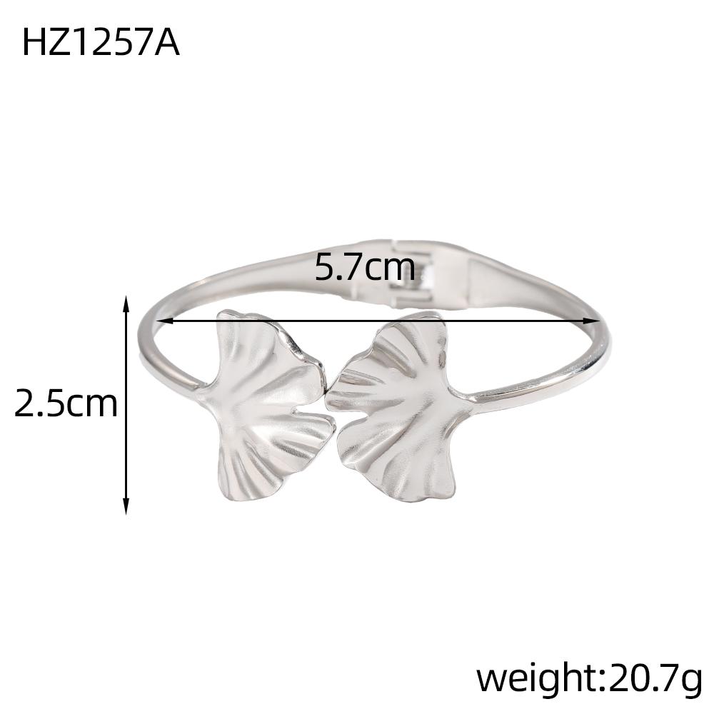 

CARLIDANA Fashion Simple Open Bangles Cuff Bracelets Chunky Leaf Hollow Wide Cuff Adjustable Gold Plated Open Cuff Bangle