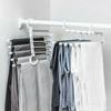 Est Multifunction 5 In 1 Pant Rack Shelves Stainless Steel Clothes Hangers Multi-functional Wardrobe Magic Hanger