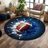 Multiple Sizes Football with Blue and White Liquid Print Round Carpet Living Room Bedroom Table Chair Sofa Decorative Carpet