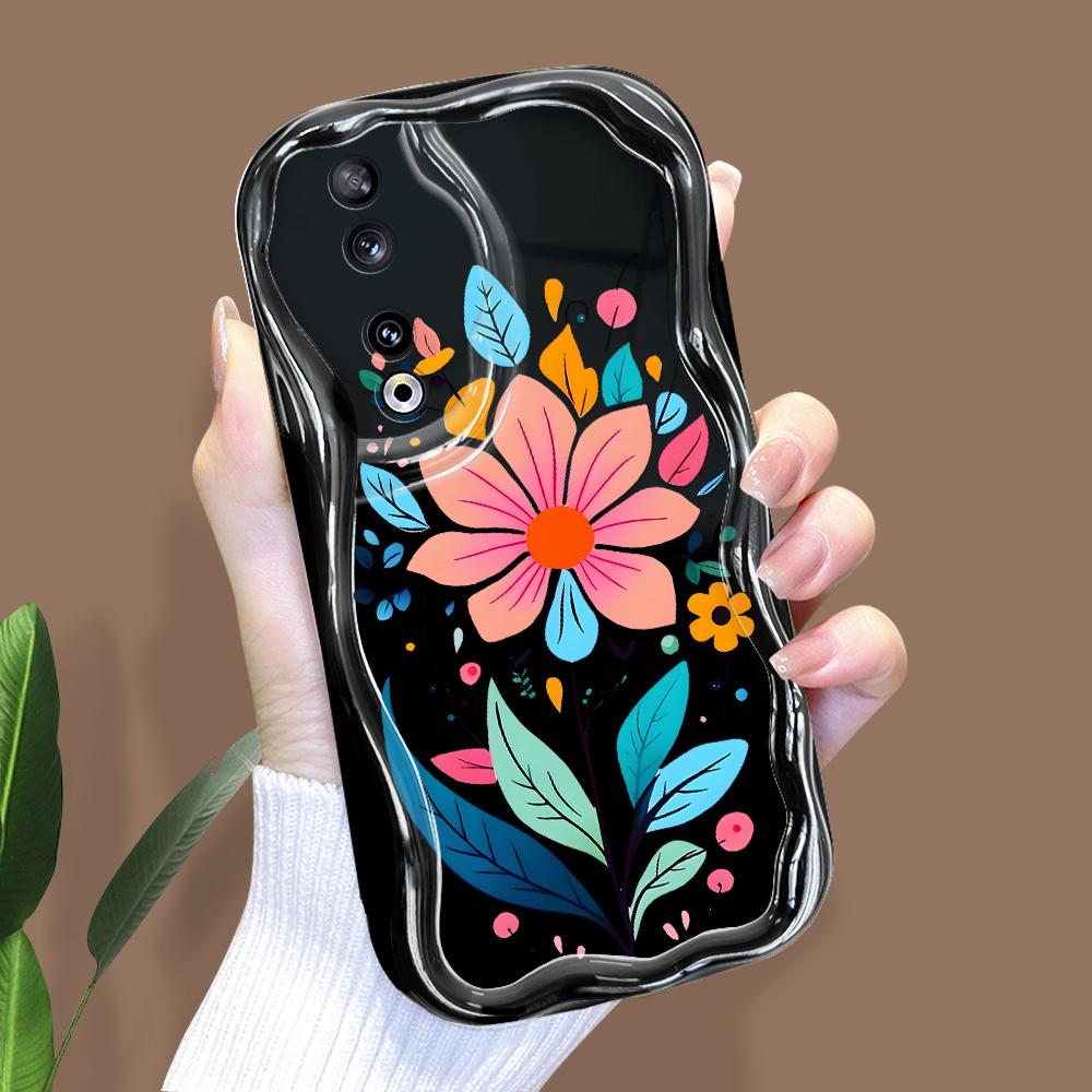 Cute Cartoon Pattern Cream Texture Casing Wavy Edge Soft Silicone Cover Phone Case for Huawei Honor Infinix Tecno iPhone