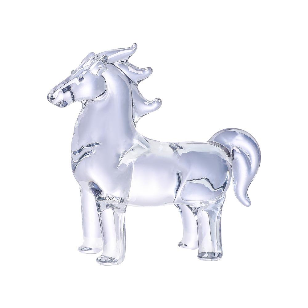 Colorful Decorative Crystal Horse Statue Glass Animal Sculpture  Office Decoration