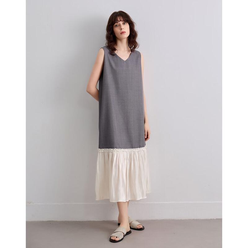 Demana Summer Color Block A-Line Sleeveless Midi Dress