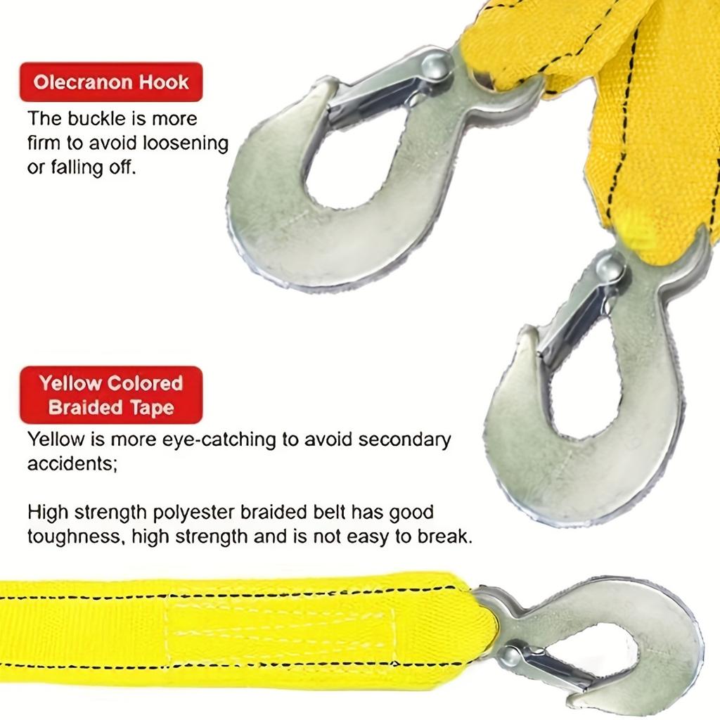 1pcHeavy-duty Towing Rope, 150-inch Durable Nylon Strap with Breaking Strength and Storage Bag - Ideal for Emergency Vehicles and Off-road Use
