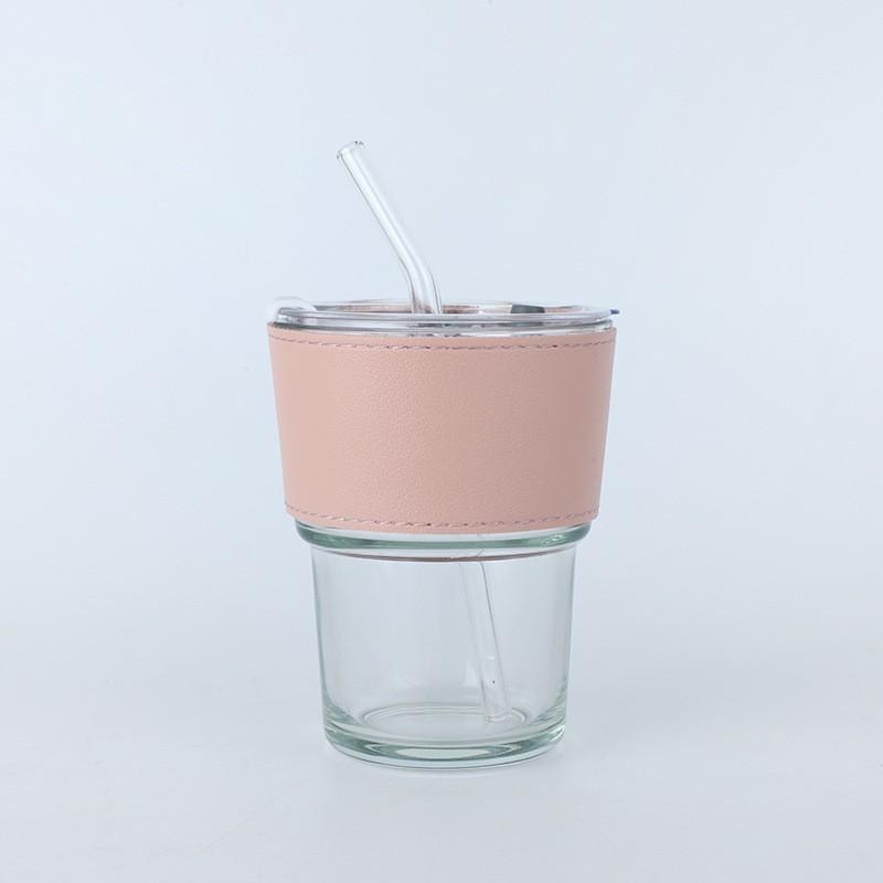Bamboo Cup Creative Transparent Glass Straw Cup Portable Feng Shui Cup With Lid Milk Coffee Cup