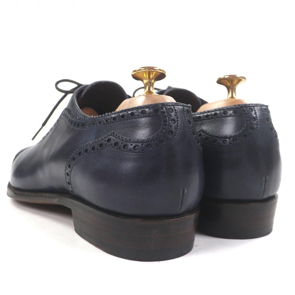 Great CARMINA Leather shoes SIMPSOM Medallion Straight Tip Navy mens 8 Used