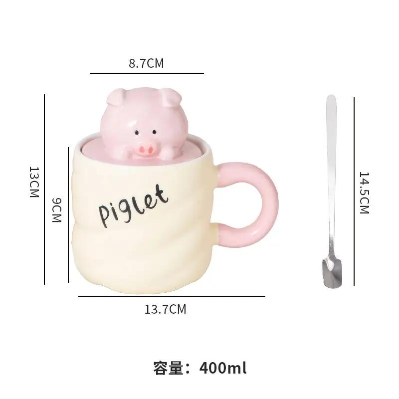 Marshmallow Animal Ceramic Cup,drinking Cup Household with Lid Spoon Underglaze Color Couple Cute Mug Microwave Oven Can Be Used