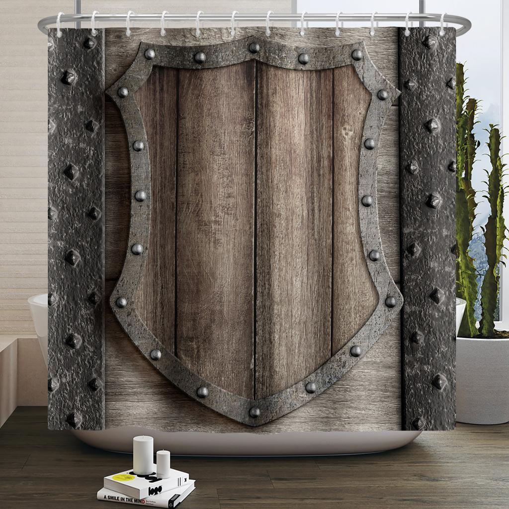 Retro Wood Door Shower Curtain Farmhouse Country Vintage Farm Barn Wooden Waterproof Polyester Shower Curtain for Bathroom Decor
